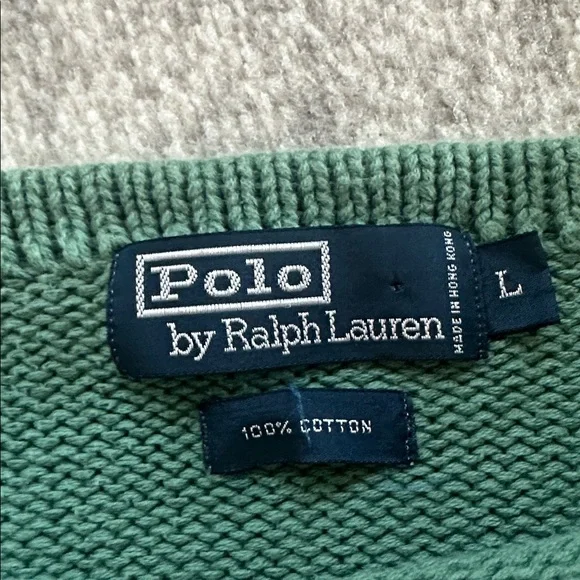 Vintage green Ralph Lauren 100% cotton knit sweater - Picture 2 of 6